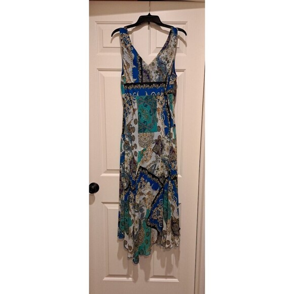 NorthStyle Maxi Dress 16 Paisley Sleeveless Blue White Purple V-Neck Polyester - Picture 2 of 16